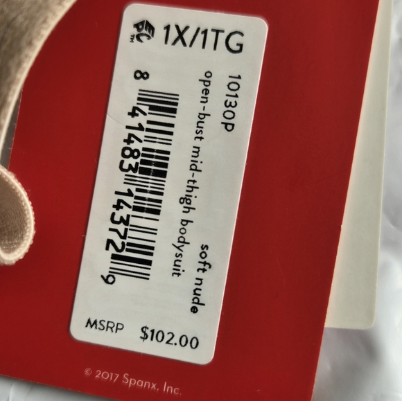 ☕️ SPANX ON CORE OPEN -BUST MID -THIGH BODYSUIT NWT SIZE 1X - Picture 2 of 5